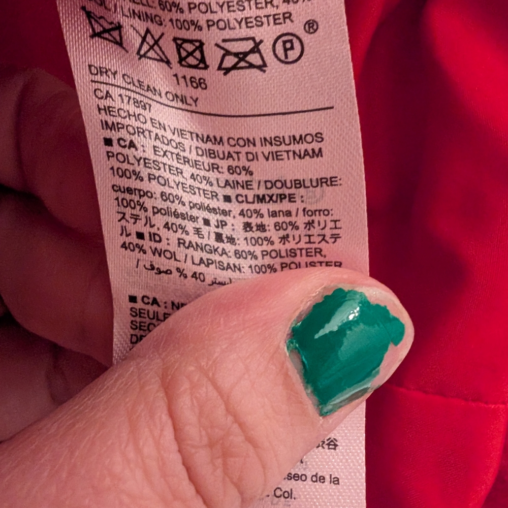 Women's Red Peacoat - Picture 3 of 4